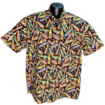 Beer Bottles Hawaiian Shirt- Made in USA- 100% Cotton